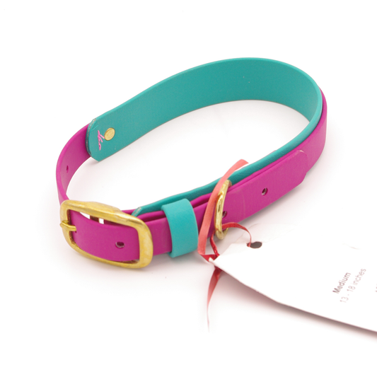 Medium 1.5 inch wide Teal and Magenta Collar