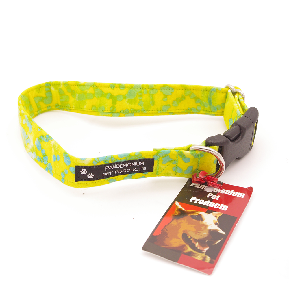 Yellow and Green Batik - Medium, 1" wide collar