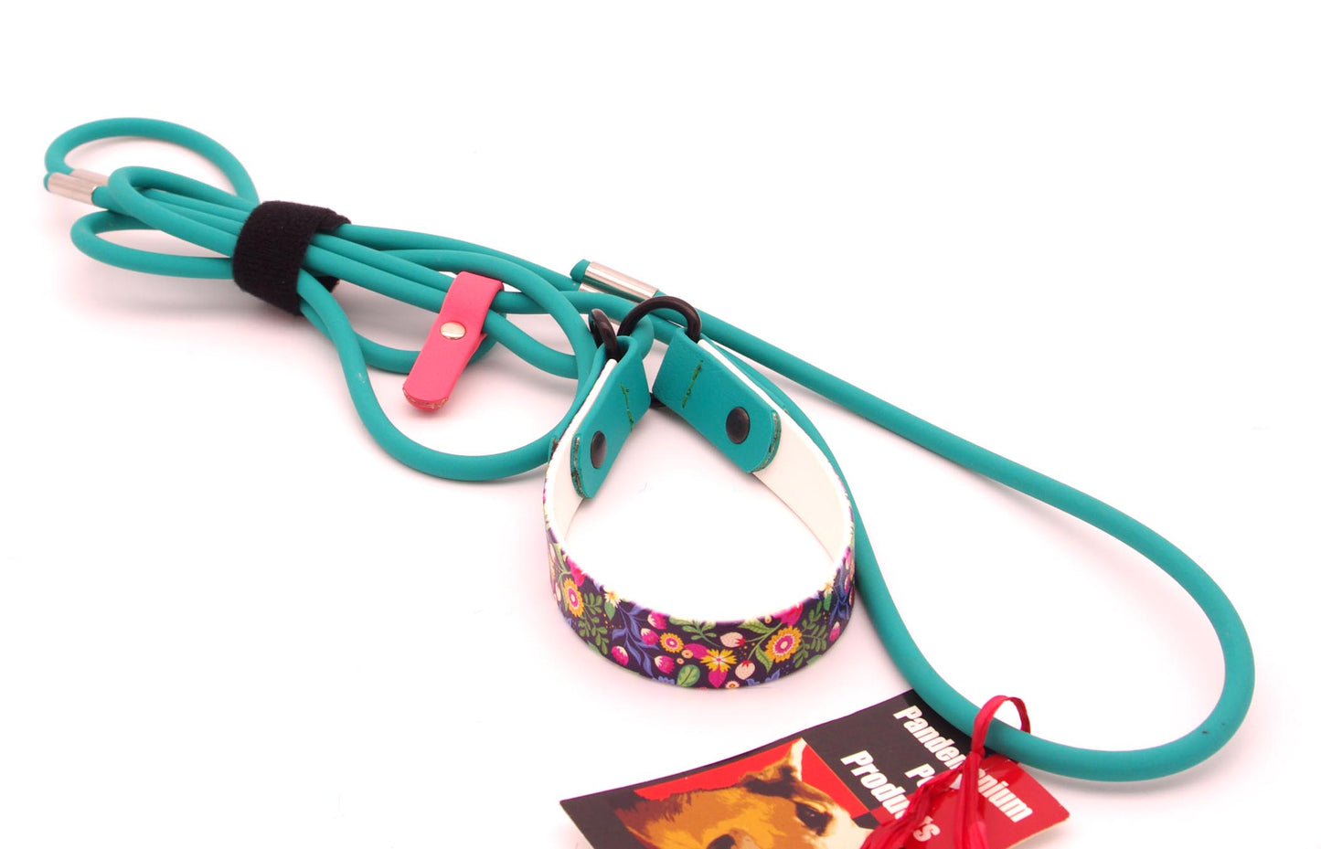Small - 3/4 inch UV printed Martingale Slip Lead with rolled biothane leash - 12 inch + neck, black hardware