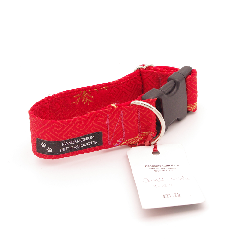 Red Silk - Small, 1.5" Wide collar