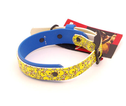 Small 1 inch wide - double layer UV printed Biothane - Duckies - 10 - 14 inches, nickel hardware