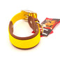 Medium - 1.5 inch wide - double layer biothane - Yellow and Brown with Nickel  Hardware - 11 - 15 inches