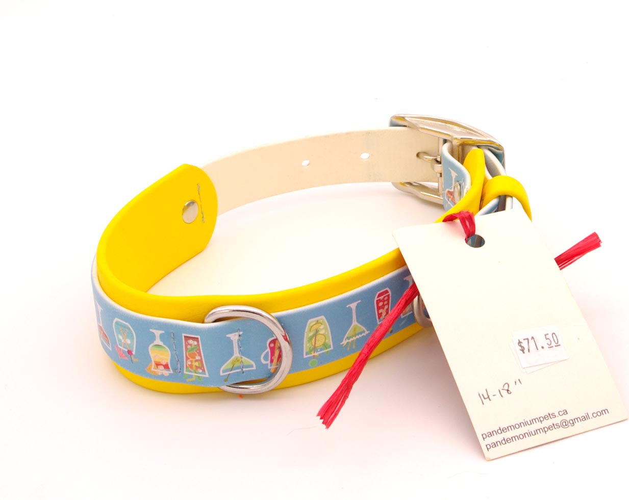 Medium 1.5 inch wide, double layer, UV printed Biothane - Cocktails - 14 - 18 inches, nickel hardware