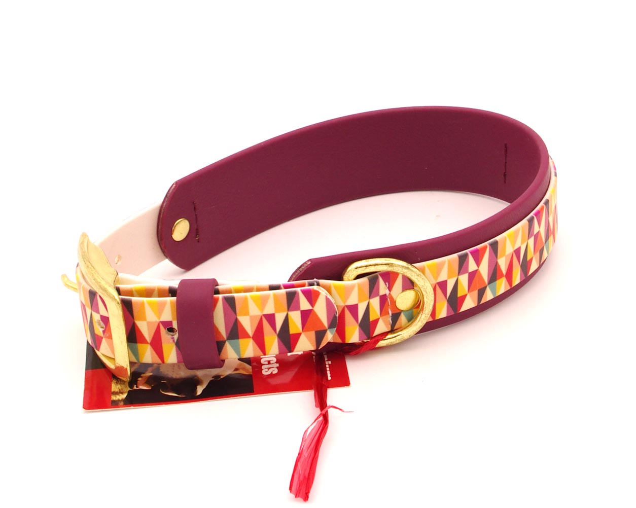 Medium 1.5 inch wide, Double Layer -  UV printed Biothane - Abstract - 16 - 19 inches, Brass-plated hardware