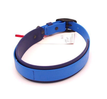 Large - 1.5 inch wide - double layer biothane - Blue and Navy with Black Hardware, 20 - 24 inches