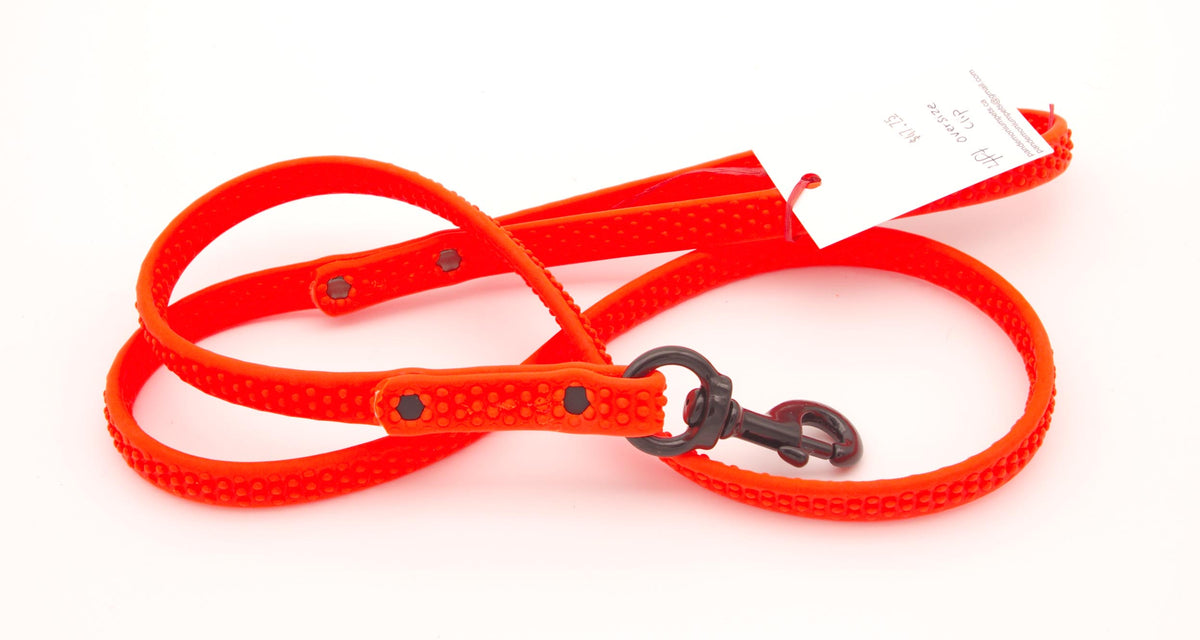 4ft - 5/8 in Super Grip Biothane Leash - Orange with Black Oversize Swivel Snap