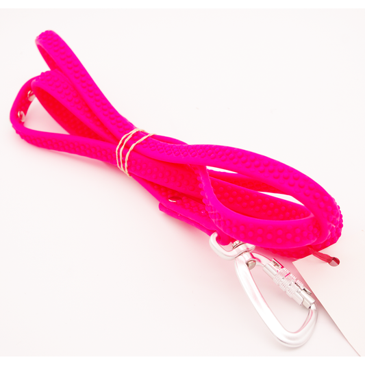 6 ft Hot Pink Grippy Biothane Leash with Locking Carabiner Clip