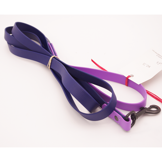 6 ft Navy and Amethyst Biothane Leash with Black Swivel Snap
