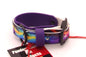 Small 1  inch wide : Double Layer UV printed Biothane - Purple Wave, black hardware; 7 - 9 inches