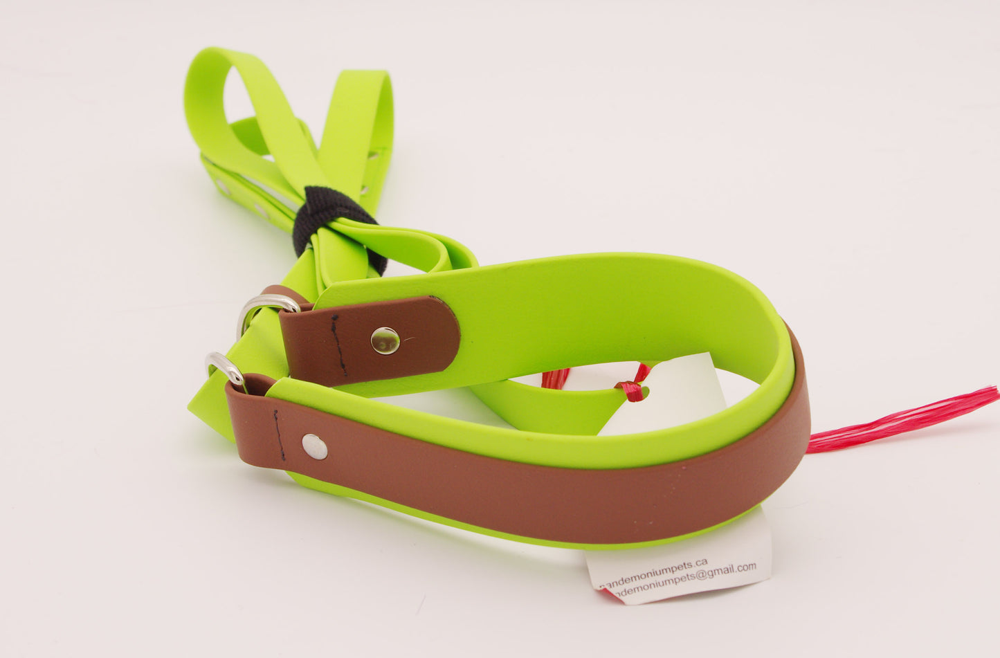 Martingale - 15" + neck - lime and brown biothane