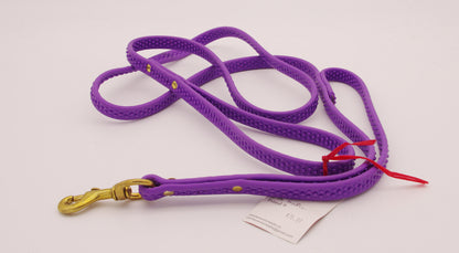 6 ft Purple Grippy Leash with Traffic Handle and Oversize Brass Plate Swivel Snap