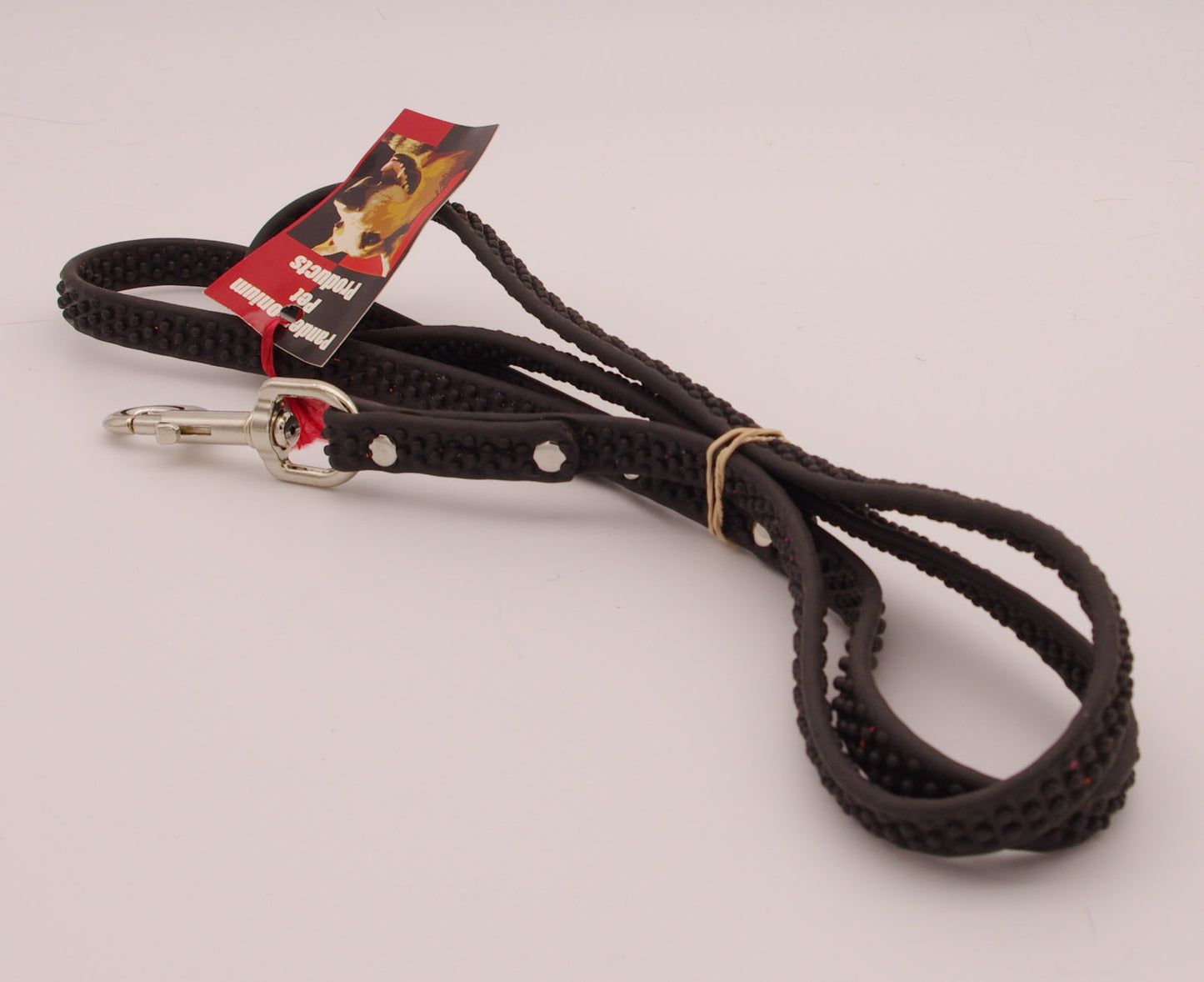 5 ft Black Grippy Leash with Oversize Nickle Plated Clip