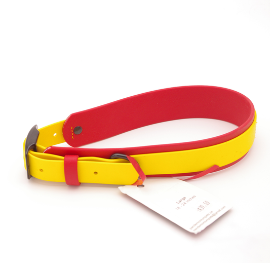 Large - 1.5 inch wide Red and Yellow collar