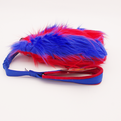 Bottle Tug - Red and Blue Stripped Faux with Blue Strapping
