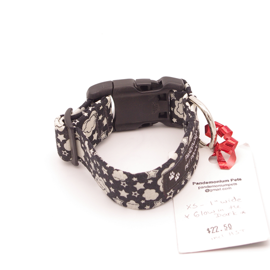 Glow in the Dark Clouds - Xtra Small, 1" wide collar