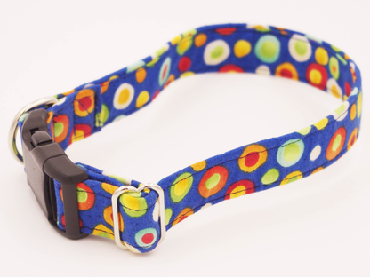 Multi Colour Dots on Blue