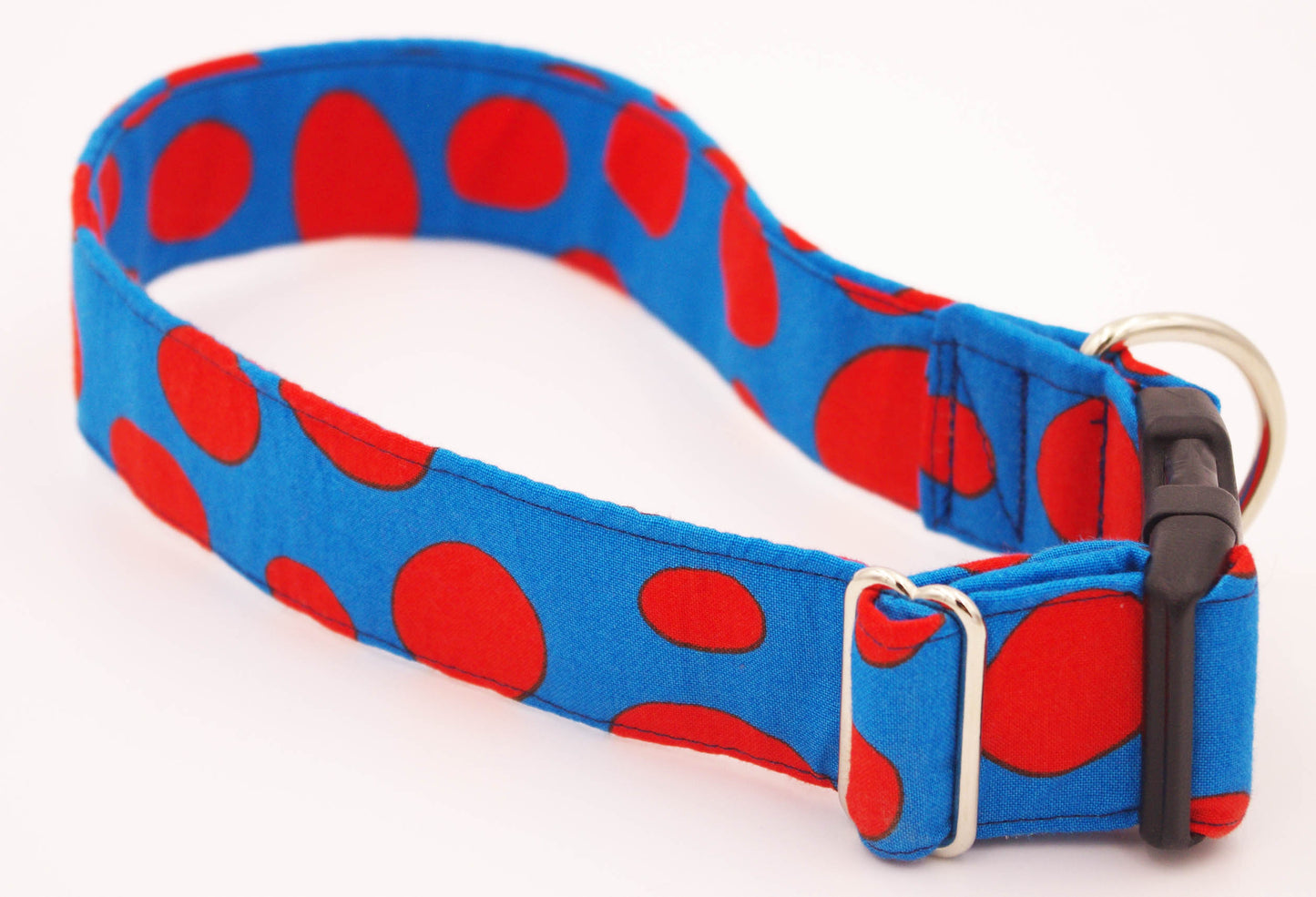 Blue and Red Polka Dot Fabric Collar