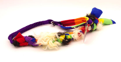 Braided Bungee Tug - Curly Lamb and Fleece with Purple Strapping