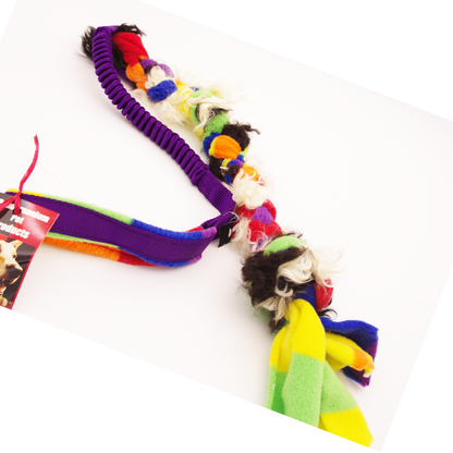 Braided Bungee Tug - Curly Lamb and Fleece with Purple Strapping