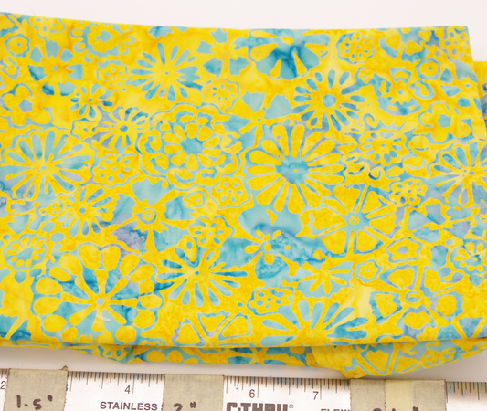 Blue and Yellow Flower Batik Martingale