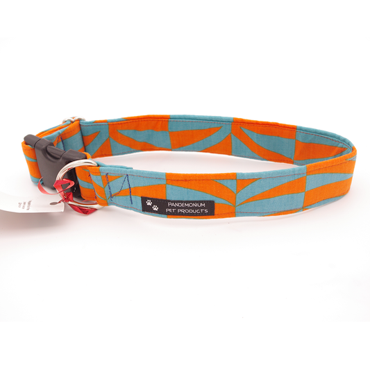Orange and Teal Geometric - Large, 1.5" wide  collar