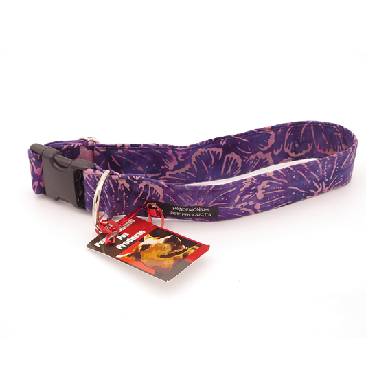 Purple Batik Flower - Large, 1.5" wide collar