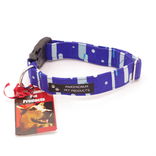 Blue Abstract Stripes - Medium, 1" wide collar