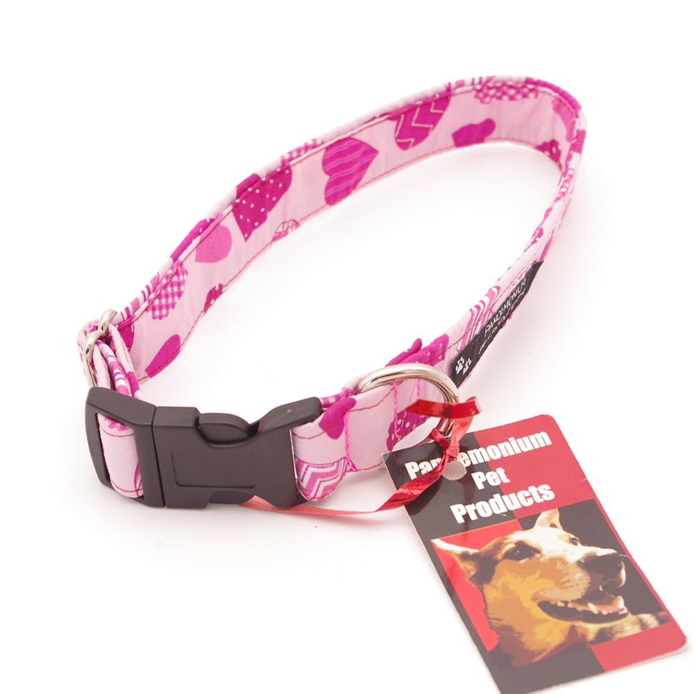 Pink Hearts - Medium, 1" wide collar