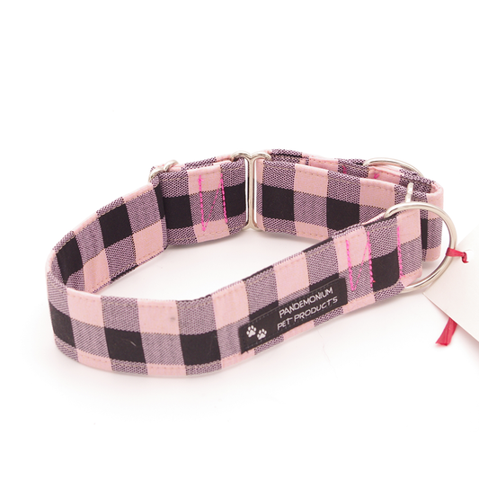 Pink Plaid - Medium, 1.5" martingale