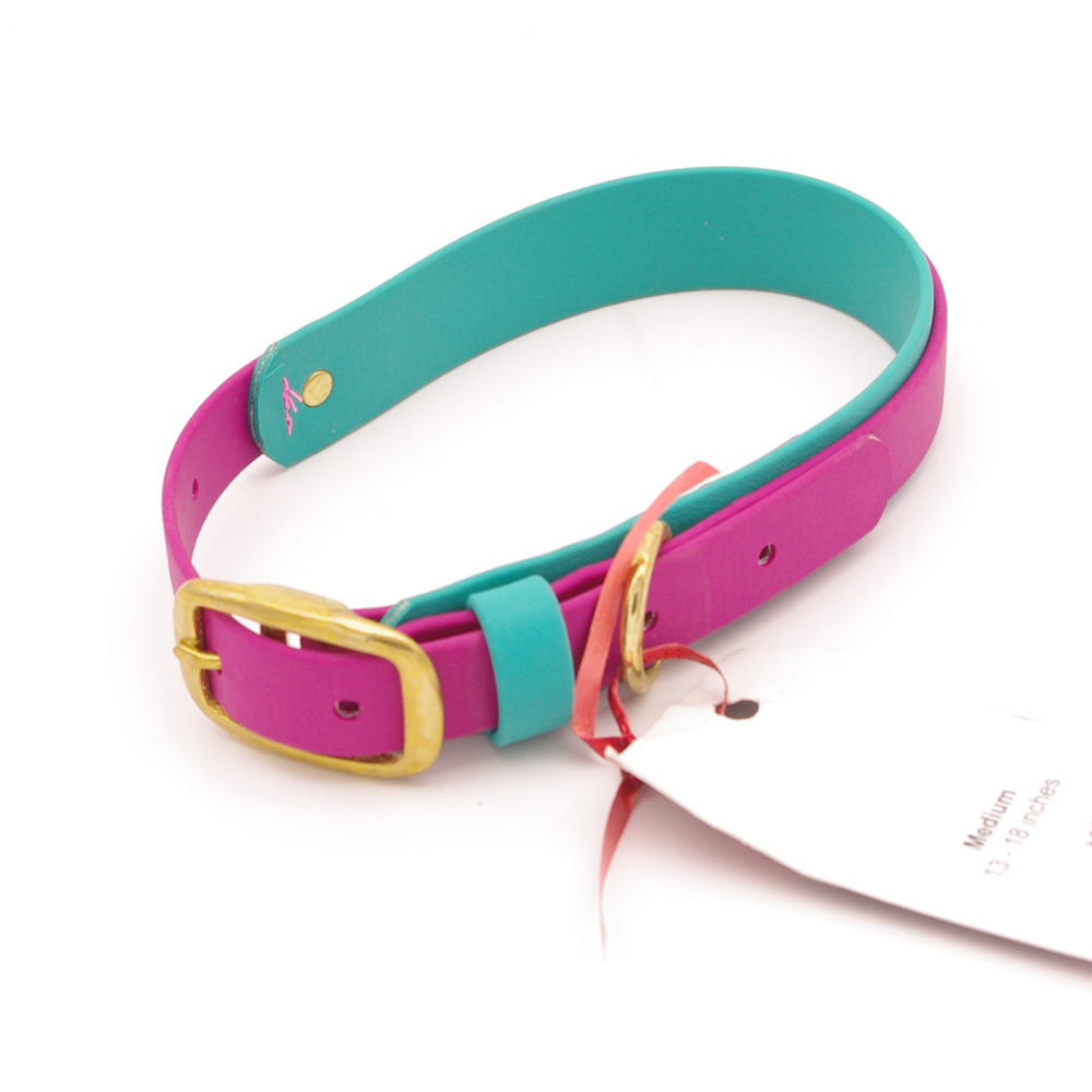 Medium 1.5 inch wide Teal and Magenta Collar