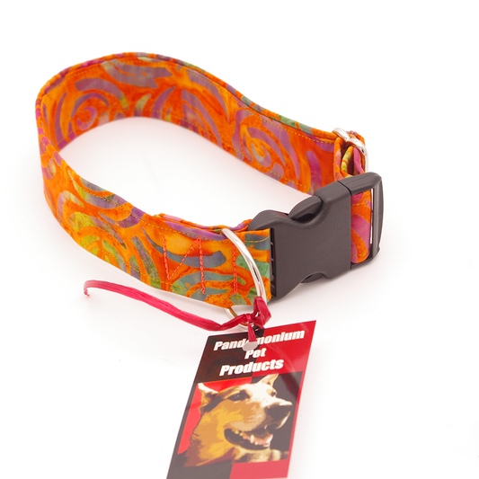 Orange Batik - Medium, 1.5" wide collar