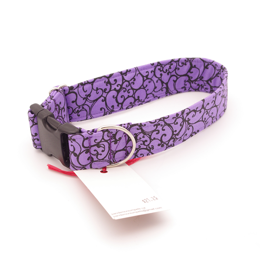 Purple Scrolls - Medium, 1.5" wide collar