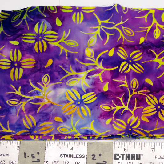 Purple and Yellow Flowers Batik Martingale