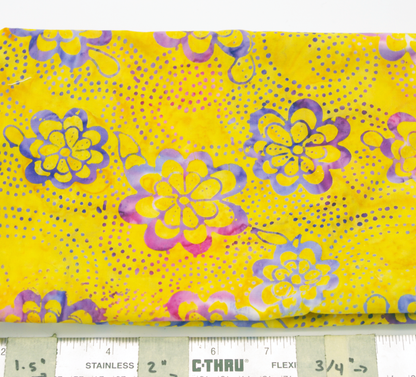 Batik - purple flowers on yellow