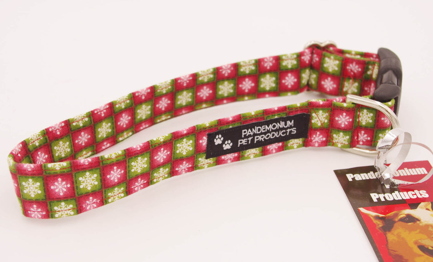 Red and Green Snow Flakes Fabric Collar