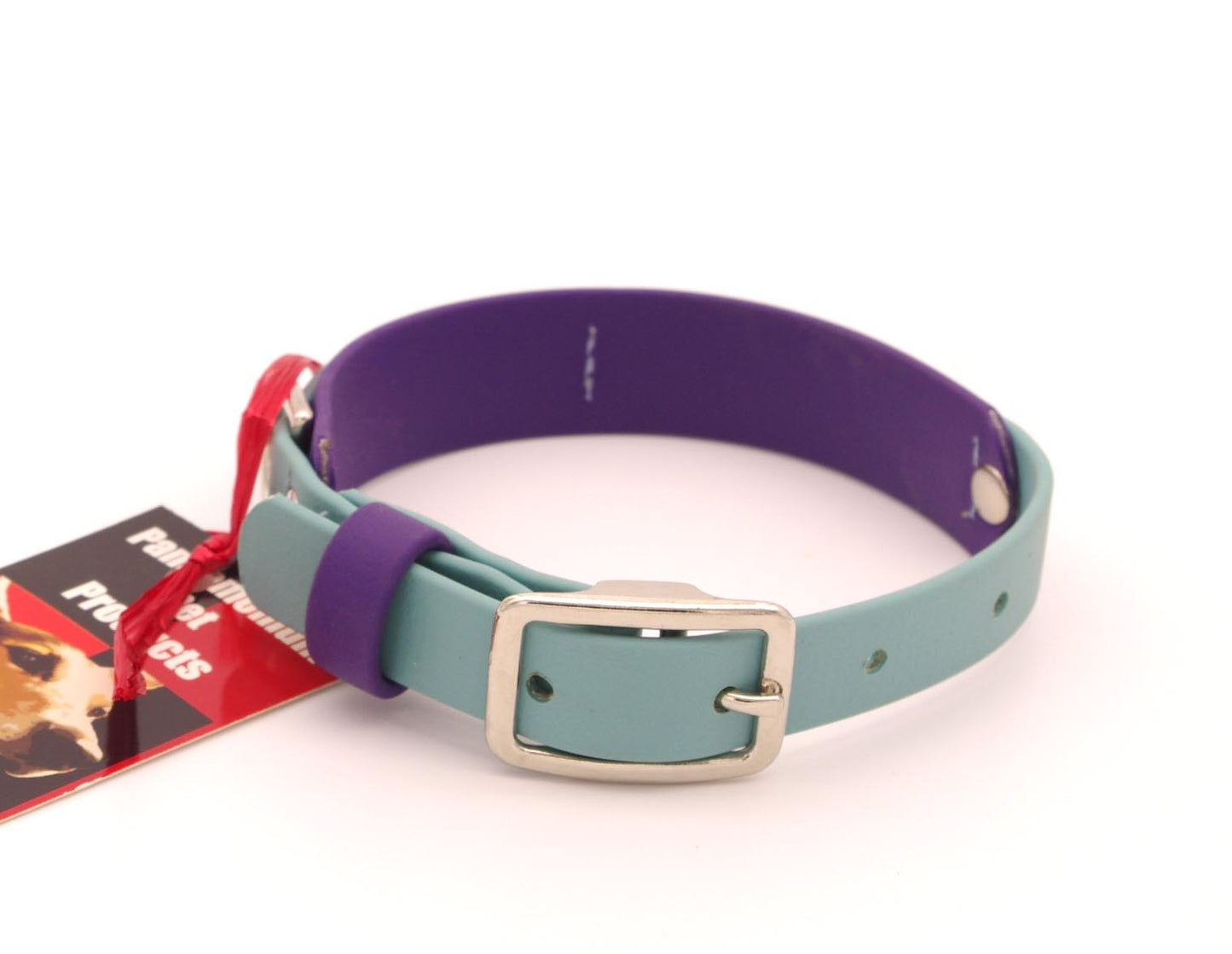Small (10 - 13 inches) 1 inch - Double Layer Biothane - Sage over Purple - Nickel Plated Hardware