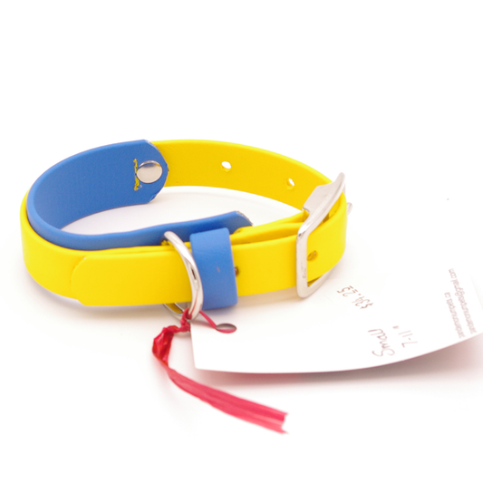Small 1 inch collar- yellow and blue biothane