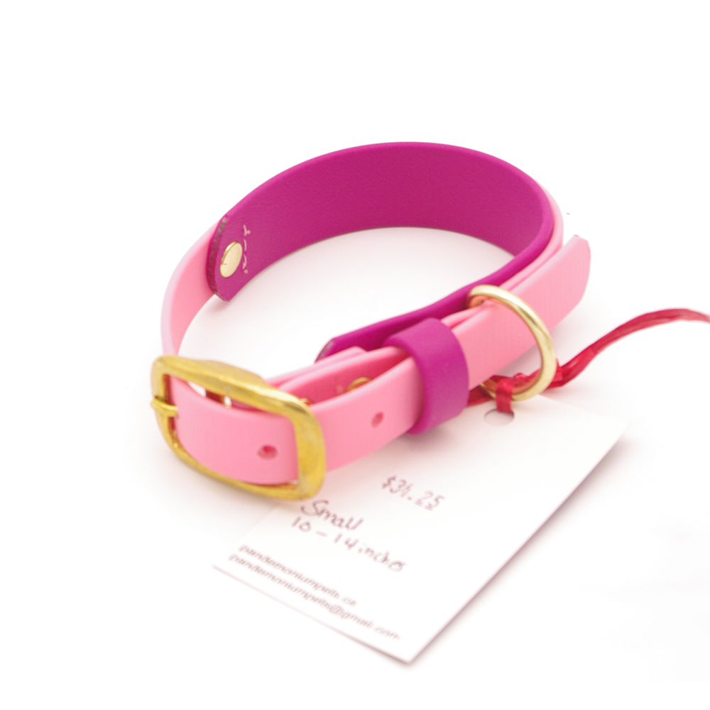 Small 1 inch Pink and Magenta Biothane Collar