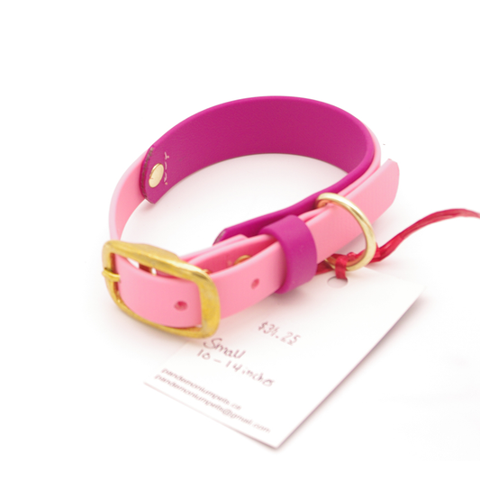 Small 1 inch Pink and Magenta Biothane Collar