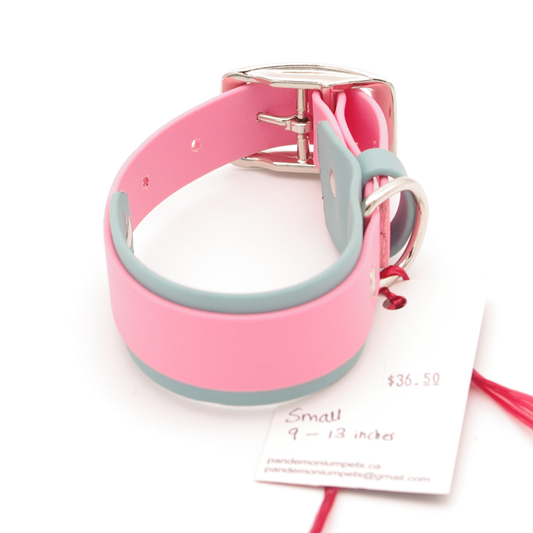 Small 1.5 inch wide Pink and Sage Biothane collar