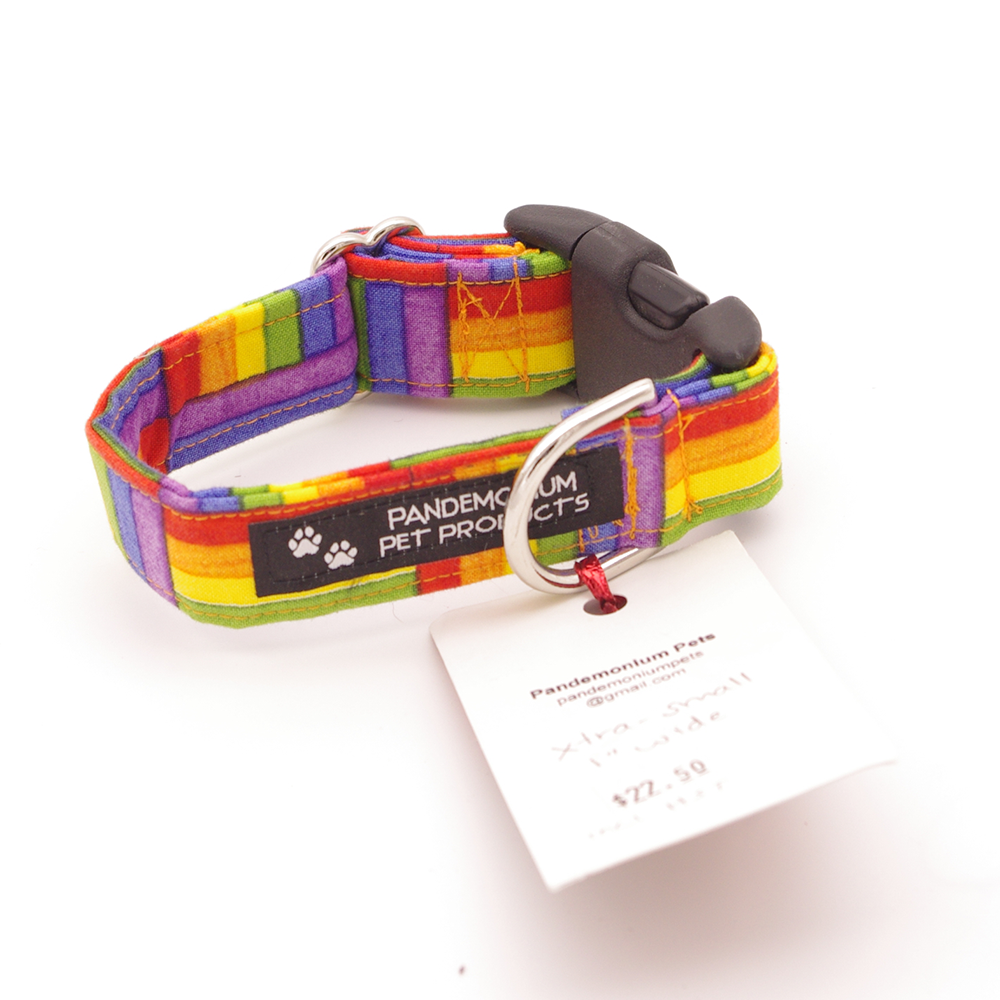 Rainbow - Xtra Small, 1" wide collar